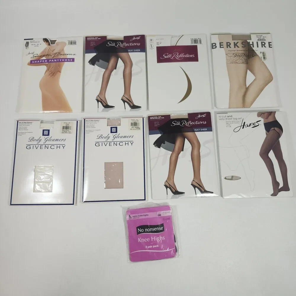 Panty Hose Tights Stockings Lot 9 New Hanes Silk Reflections Givenchy 2017